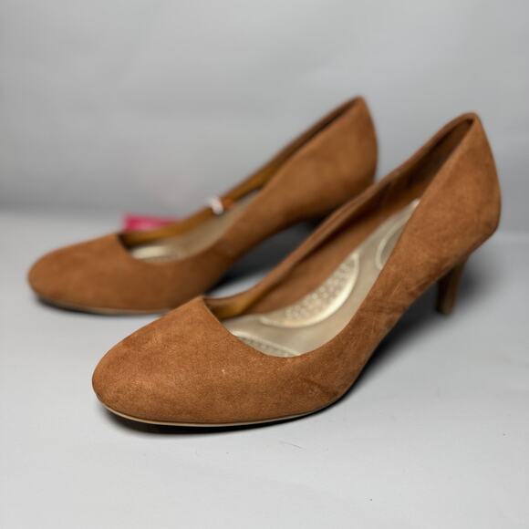 Dexflex Comfort Cognac Faux Suede Karma Pump Shoes - Picture 1 of 6